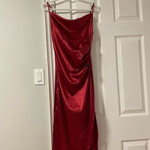 Burgundy slit dress